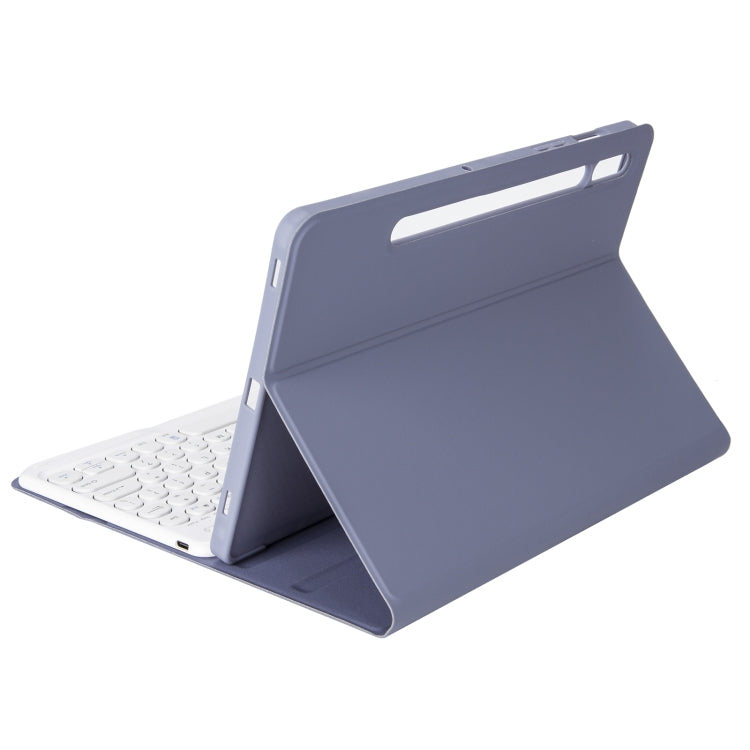 YA08B Candy Color Skin Feel Texture Round Keycap Bluetooth Keyboard Leather Case For Samsung Galaxy Tab A8 10.5 2021 SM-X200 / SM-X205(Purple) - Samsung Keyboard by buy2fix | Online Shopping UK | buy2fix