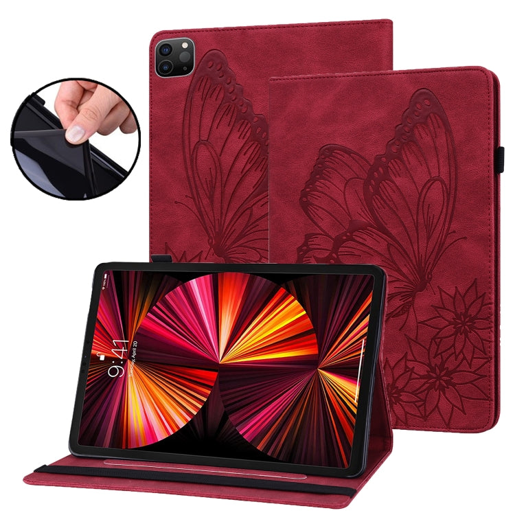 For iPad Pro 11 2022 / 2021 / 2020 / Air 2020 10.9 / 11 2024 Big Butterfly Embossed Smart Leather Tablet Case(Red) - iPad Pro 11 (2022/2021) Cases by buy2fix | Online Shopping UK | buy2fix