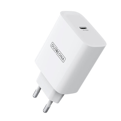 DUZZONA T3 PD 20W Single Port Travel Charger, EU Plug(White) - USB Charger by DUZZONA | Online Shopping UK | buy2fix