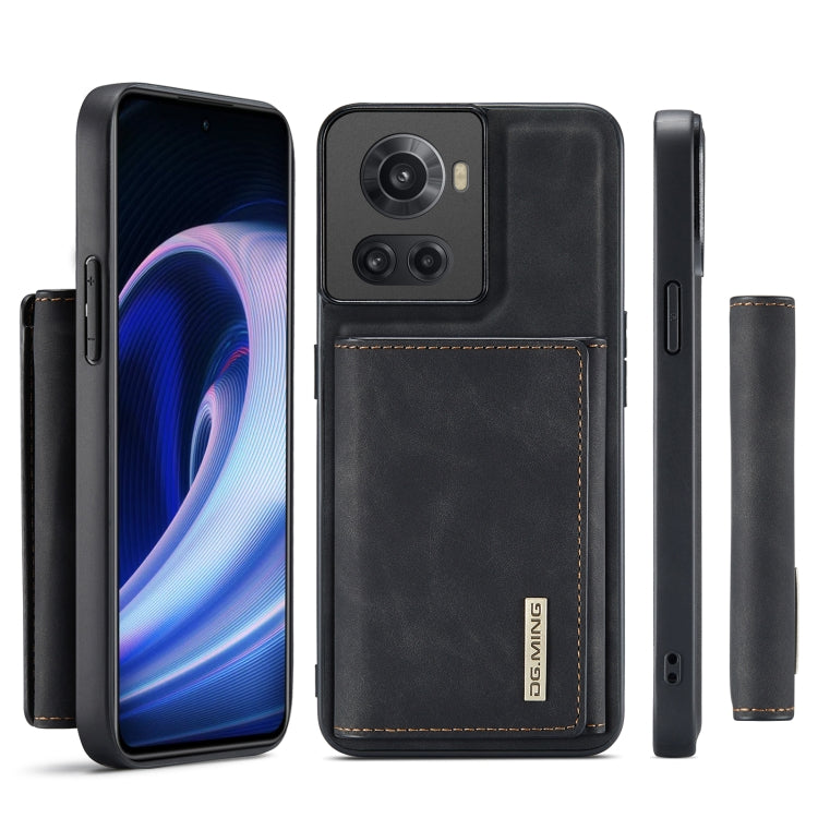 For OnePlus Ace/10R DG.MING M1 Series 3-Fold Multi Card Wallet + Magnetic Phone Case(Black) - OnePlus Cases by DG.MING | Online Shopping UK | buy2fix