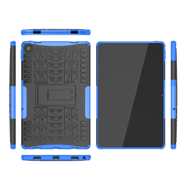 For Lenovo Tab M10 Plus 10.6 3rd Gen 2022 Tire Texture TPU+PC Shockproof Case with Holder(Blue) - Lenovo by buy2fix | Online Shopping UK | buy2fix