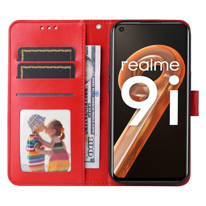 For OPPO Realme 9i / A36 4G / A76 4G Embossed Sunflower Leather Phone Case(Red) - Realme Cases by buy2fix | Online Shopping UK | buy2fix