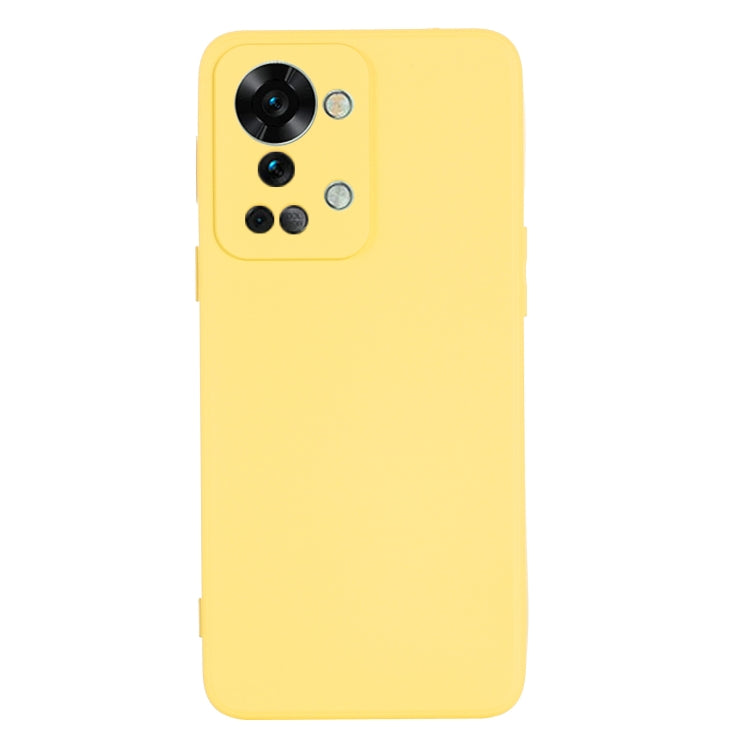 For OnePlus Nord 2T Pure Color Liquid Silicone Shockproof Phone Case(Yellow) - OnePlus Cases by buy2fix | Online Shopping UK | buy2fix