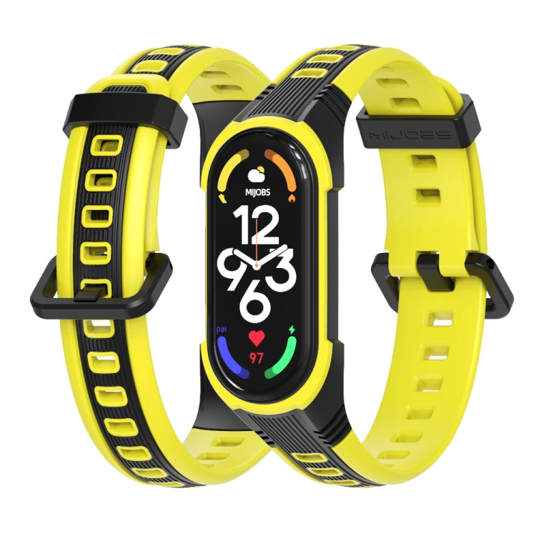 For Xiaomi Mi Band 5 / 6 / 7 MIJOBS Unibody Two-color Silicone Watch Band(Black Yellow) - Watch Bands by MIJOBS | Online Shopping UK | buy2fix