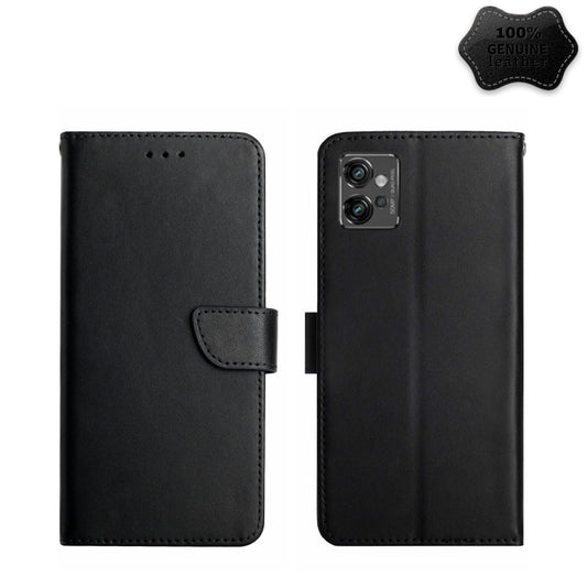 For Motorola Moto G32 Genuine Leather Fingerprint-proof Horizontal Flip Phone Case(Black) - Motorola Cases by buy2fix | Online Shopping UK | buy2fix