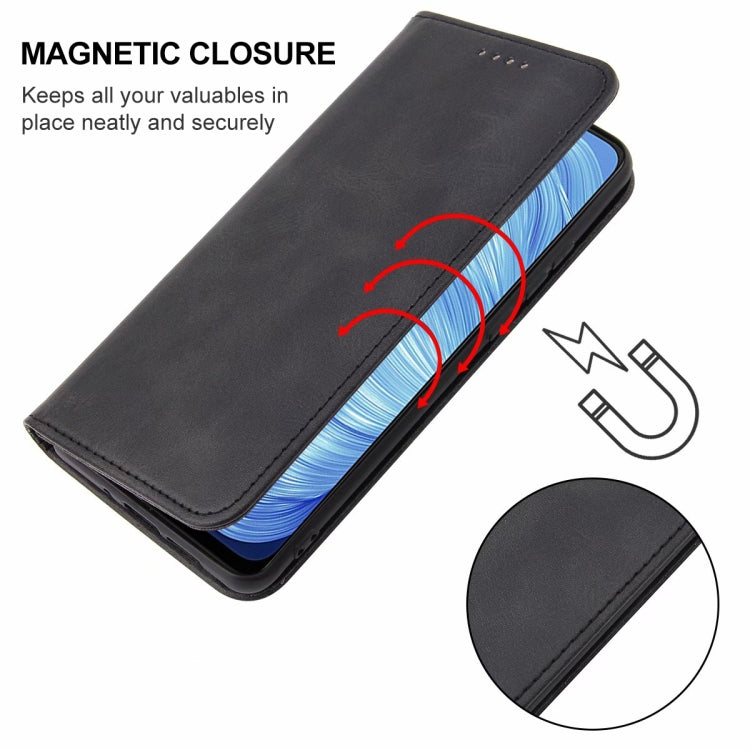 For Realme 7 5G Magnetic Closure Leather Phone Case(Black) - Realme Cases by buy2fix | Online Shopping UK | buy2fix