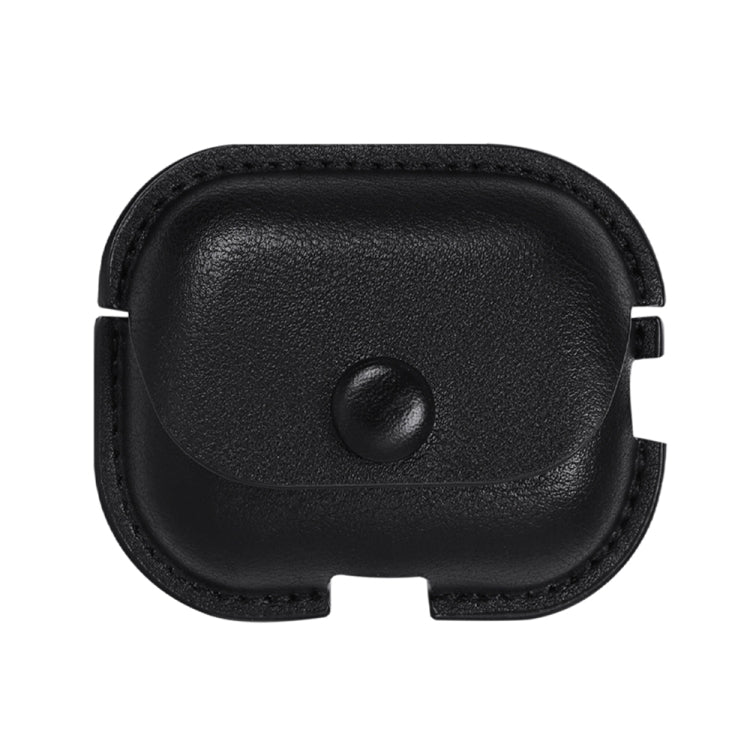 For AirPods Pro 2 Litchi Texture PU Leather Earphone Protective Case with Hook(Black) - For AirPods Pro 2 by buy2fix | Online Shopping UK | buy2fix