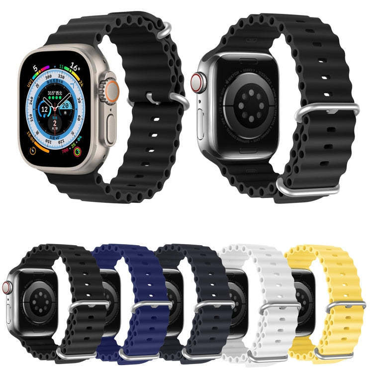 DUX DUCIS Sea Wave Silicone Watch Band For Apple Watch Series 8&7 45mm / SE 2&6&SE&5&4 44mm / 3&2&1 42mm(Midnight) - Watch Bands by DUX DUCIS | Online Shopping UK | buy2fix