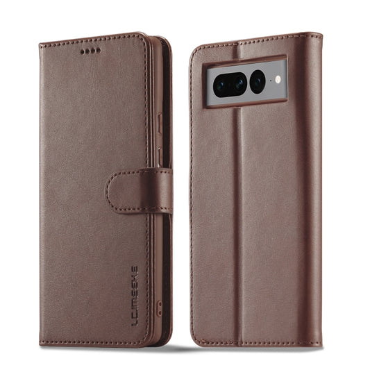 For Google Pixel 7 LC.IMEEKE Calf Texture Horizontal Flip Leather Case(Brown) - Google Cases by LC.IMEEKE | Online Shopping UK | buy2fix