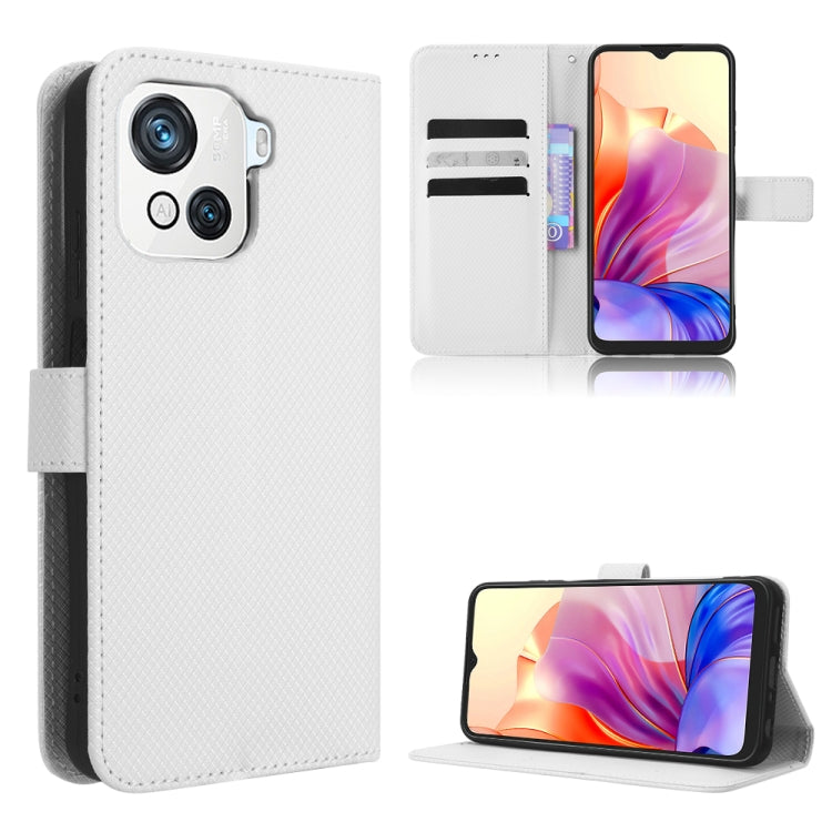 For Blackview OSCAL C80 Diamond Texture Leather Phone Case(White) - More Brand by buy2fix | Online Shopping UK | buy2fix