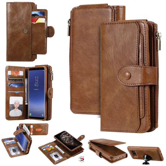 For Galaxy S8 Multifunctional Retro Detachable Magnetic Horizontal Flip Leather Case with Card Slots & Holder & Wallet & Photo Frame(Brown) - Galaxy Phone Cases by buy2fix | Online Shopping UK | buy2fix