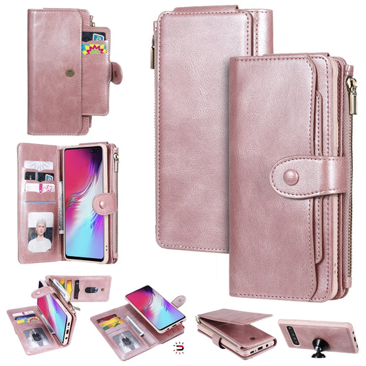 For Galaxy S10 5G Multifunctional Retro Detachable Magnetic Horizontal Flip Leather Case with Card Slots & Holder & Wallet & Photo Frame(Rose Gold) - Galaxy Phone Cases by buy2fix | Online Shopping UK | buy2fix