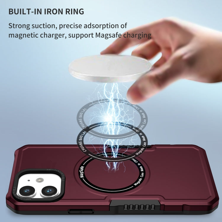 For iPhone 11 MagSafe Shockproof Armor Phone Case(Wine Red) - iPhone 11 Cases by buy2fix | Online Shopping UK | buy2fix