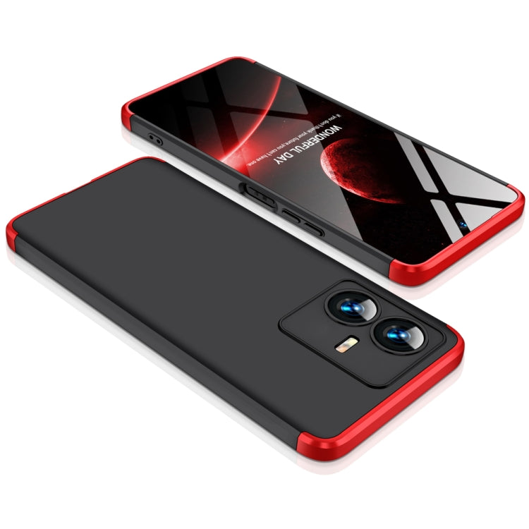 For vivo Y22 / Y22s GKK Three Stage Splicing Full Coverage PC Phone Case(Black Red) - vivo Cases by GKK | Online Shopping UK | buy2fix