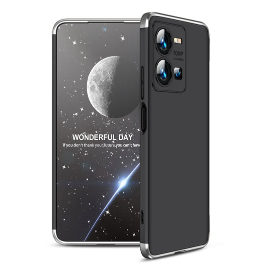 For vivo Y35 2022 GKK Three Stage Splicing Full Coverage PC Phone Case(Black Silver) - vivo Cases by GKK | Online Shopping UK | buy2fix