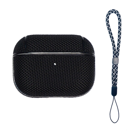 For AirPods Pro 2 Nylon Waterproof Wireless Earphone Case with Lanyard(Black) - For AirPods Pro 2 by buy2fix | Online Shopping UK | buy2fix