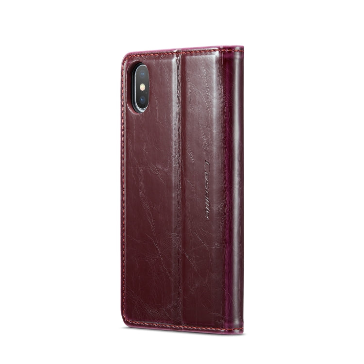 For iPhone XS CaseMe 003 Crazy Horse Texture Leather Phone Case(Wine Red) - More iPhone Cases by CaseMe | Online Shopping UK | buy2fix