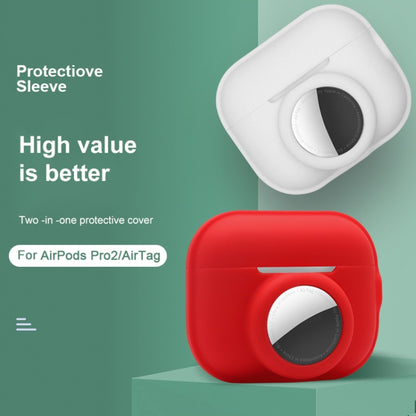 For AirPods Pro 2 / AirTag 2 in 1 Shockproof Full Coverage Silicone Protective Case(Red) - For AirPods Pro 2 by buy2fix | Online Shopping UK | buy2fix