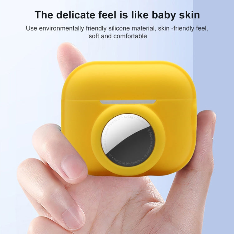 For AirPods Pro 2 / AirTag 2 in 1 Shockproof Full Coverage Silicone Protective Case(Yellow) - For AirPods Pro 2 by buy2fix | Online Shopping UK | buy2fix