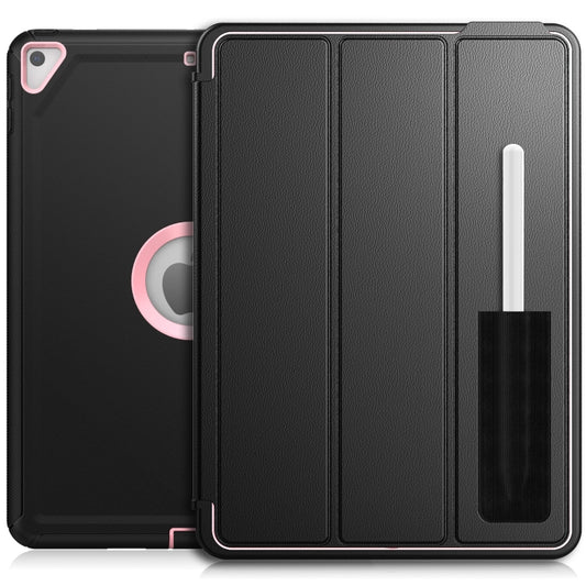 For iPad 10.2 2021 / 2020 / 2019 / Air 10.5 2019 3-Fold Amor Shockproof Smart Tablet Case(Black Pink) - iPad 10.2 Cases by buy2fix | Online Shopping UK | buy2fix