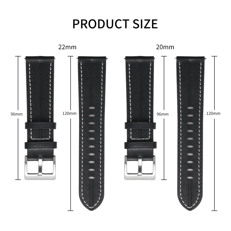 For Coros Pace 2/Coros Apex 42mm Universal Grooved Genuine Leather Watch Band(Blue) - Watch Bands by buy2fix | Online Shopping UK | buy2fix