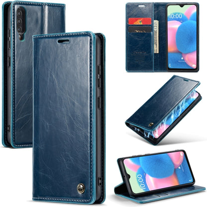 For Samsung Galaxy A30s／A50s／A50 CaseMe 003 Crazy Horse Texture Leather Phone Case(Blue) - Galaxy Phone Cases by CaseMe | Online Shopping UK | buy2fix