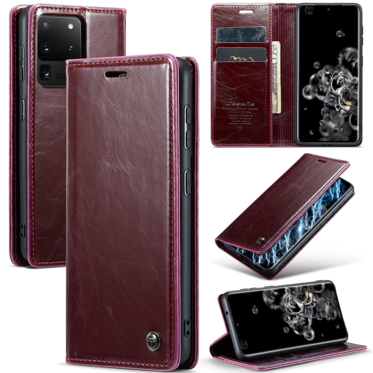 For Samsung Galaxy S20 Ultra CaseMe 003 Crazy Horse Texture Leather Phone Case(Wine Red) - Galaxy Phone Cases by CaseMe | Online Shopping UK | buy2fix