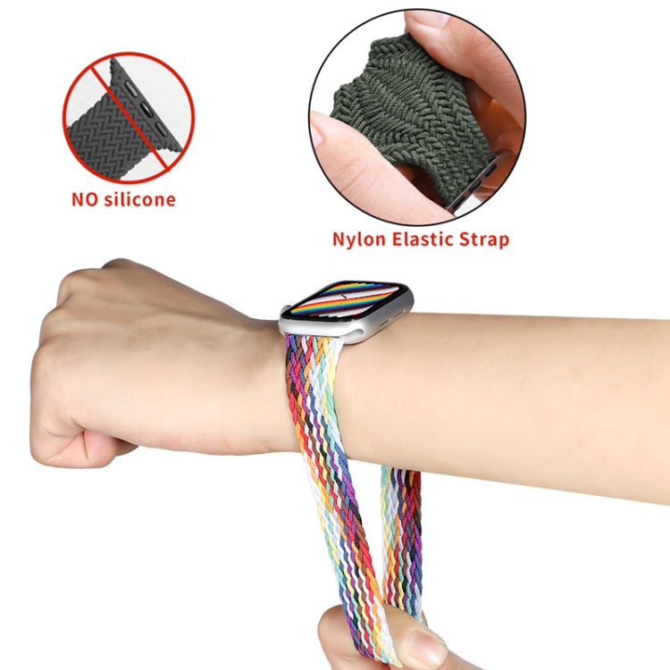 Nylon Single-turn Braided Watch Band For Apple Watch Ultra 49mm&Watch Ultra 2 49mm / Series 9&8&7 45mm / SE 3&SE 2&6&SE&5&4 44mm / 3&2&1 42mm, Length:155mm(W Green Grey) - Watch Bands by HAWEEL | Online Shopping UK | buy2fix