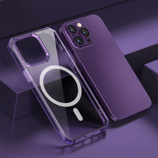For iPhone 14 Pro Max TPU Four-corner Airbag Shockproof Magsafe Phone Case(Purple) - iPhone 14 Pro Max Cases by buy2fix | Online Shopping UK | buy2fix
