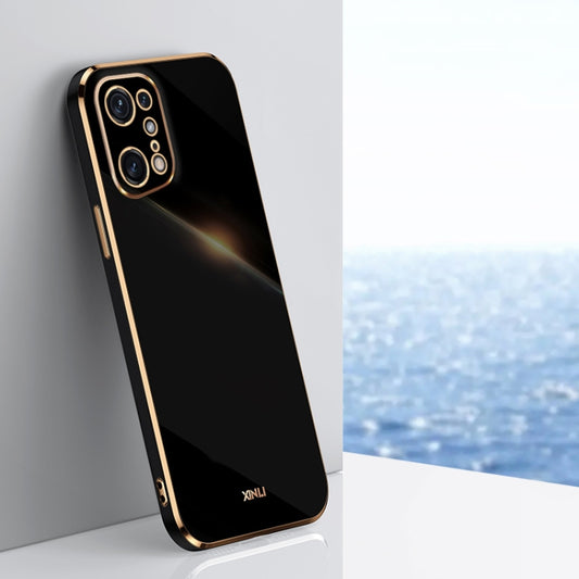 For OPPO Find X5 Pro XINLI Straight 6D Plating Gold Edge TPU Phone Case(Black) - OPPO Cases by buy2fix | Online Shopping UK | buy2fix