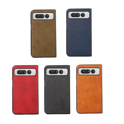 For Google Pixel Fold Two-color Calf Texture Shockproof Phone Case(Brown) - Google Cases by buy2fix | Online Shopping UK | buy2fix