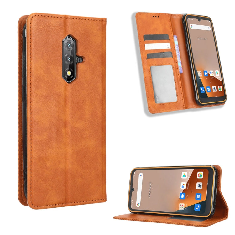 For Blackview BV5200 Magnetic Buckle Retro Texture Leather Phone Case(Brown) - More Brand by buy2fix | Online Shopping UK | buy2fix