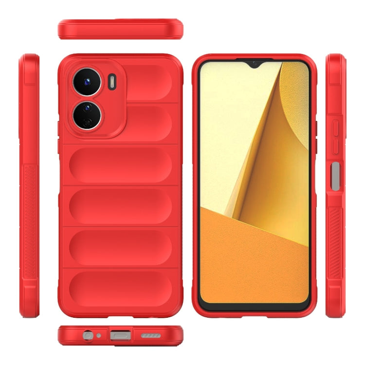 For vivo Y16 4G Global Magic Shield TPU + Flannel Phone Case(Red) - vivo Cases by buy2fix | Online Shopping UK | buy2fix