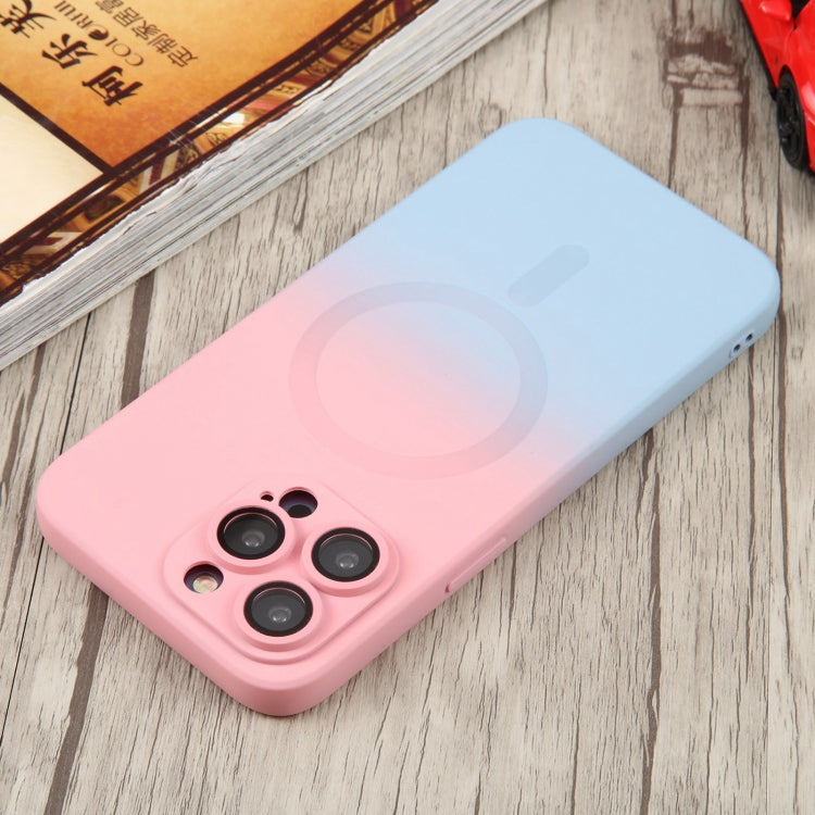 For iPhone 13 Liquid TPU Silicone Gradient MagSafe Phone Case(Pink Blue) - iPhone 13 Cases by buy2fix | Online Shopping UK | buy2fix