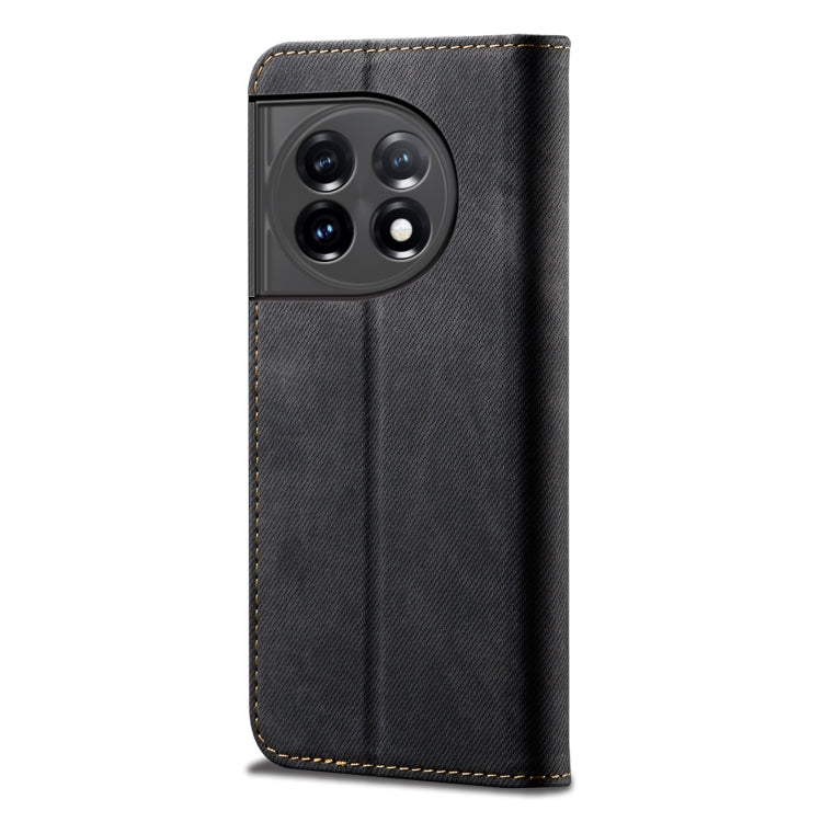 For OnePlus 11 Denim Texture Flip Leather Phone Case(Black) - OnePlus Cases by buy2fix | Online Shopping UK | buy2fix