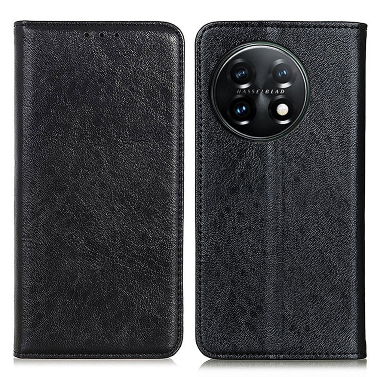 For OnePlus 11 5G Magnetic Crazy Horse Texture Leather Phone Case(Black) - OnePlus Cases by buy2fix | Online Shopping UK | buy2fix