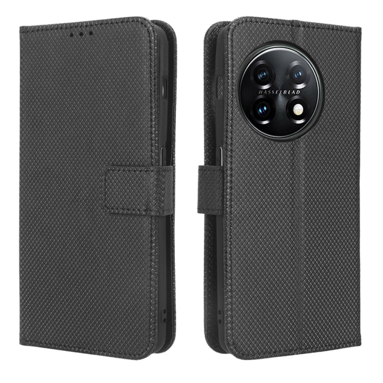 For OnePlus 11 5G Diamond Texture Leather Phone Case(Black) - OnePlus Cases by buy2fix | Online Shopping UK | buy2fix