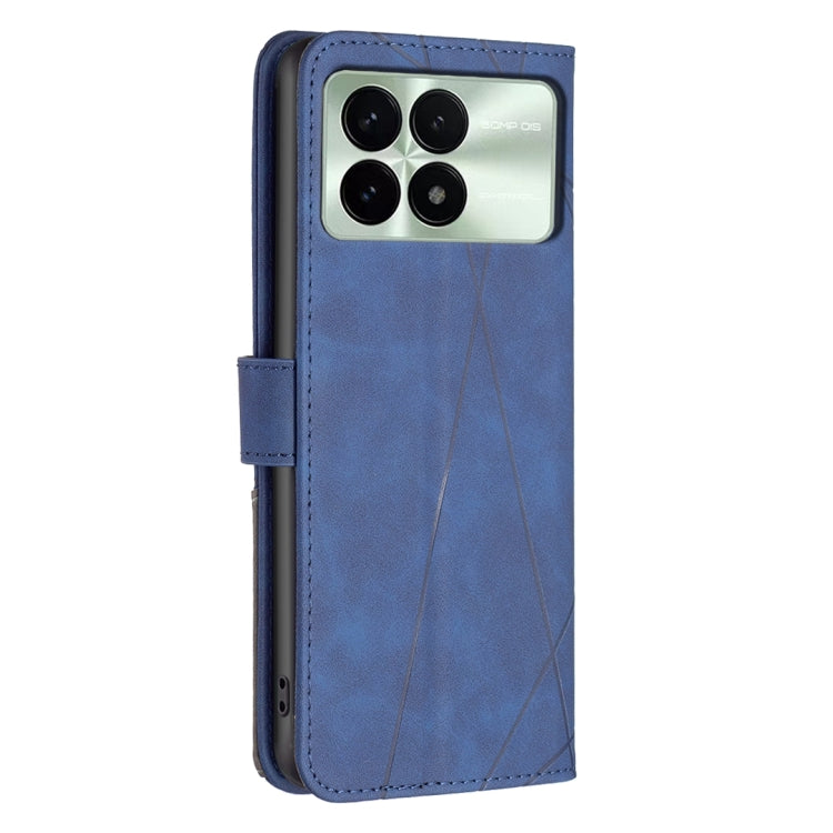 For Xiaomi Redmi K70 / K70 Pro Magnetic Buckle Rhombus Texture Leather Phone Case(Blue) - K70 Pro Cases by buy2fix | Online Shopping UK | buy2fix