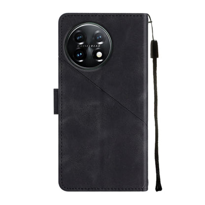 For OnePlus 11 Skin-feel Embossed Leather Phone Case(Black) - OnePlus Cases by buy2fix | Online Shopping UK | buy2fix