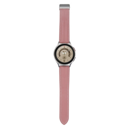 20mm Folding Buckle Grooved Genuine Leather Watch Band, Silver Buckle(Dark Pink) - 20mm Bands by buy2fix | Online Shopping UK | buy2fix