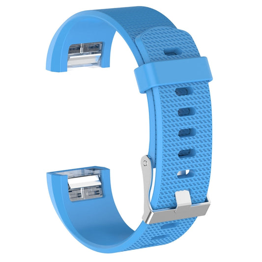 For Fitbit Charge 2 Common Texture Silicone  Watch Band with Buckle, Size:S(Sky Blue) - Watch Bands by buy2fix | Online Shopping UK | buy2fix