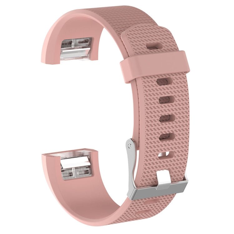 For Fitbit Charge 2 Common Texture Silicone  Watch Band with Buckle, Size:L(Light Pink) - Watch Bands by buy2fix | Online Shopping UK | buy2fix