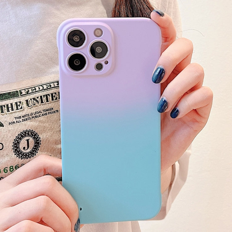 For iPhone 11 Frameless Skin Feel Gradient Phone Case(Light Purple + Light Blue) - iPhone 11 Cases by buy2fix | Online Shopping UK | buy2fix