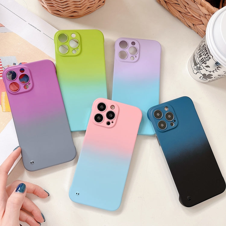 For iPhone XS / X Frameless Skin Feel Gradient Phone Case(Light Purple + Light Blue) - More iPhone Cases by buy2fix | Online Shopping UK | buy2fix