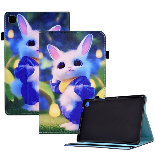 For Samsung Galaxy Tab A7 T500 Colored Drawing Stitching Elastic Band Leather Smart Tablet Case(Cute Rabbit) - Other Galaxy Tab PC by buy2fix | Online Shopping UK | buy2fix