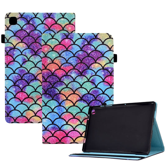 For Samsung Galaxy Tab A7 T500 Colored Drawing Stitching Elastic Band Leather Smart Tablet Case(Wavy Pattern) - Other Galaxy Tab PC by buy2fix | Online Shopping UK | buy2fix