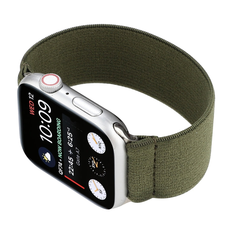 Elastic Nylon Braid Watch Band For Apple Watch Ultra 49mm&Watch Ultra 2 49mm / Series 9&8&7 45mm / SE 3&SE 2&6&SE&5&4 44mm / 3&2&1 42mm(Army Green) - Watch Bands by buy2fix | Online Shopping UK | buy2fix