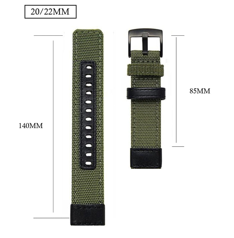 20mm Universal Nylon Leather Watch Band(Black) - 20mm Bands by buy2fix | Online Shopping UK | buy2fix