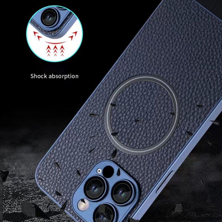 For iPhone 14 Skin Feel Litchi Texture MagSafe Magnetic Phone Case(Brown) - iPhone 14 Cases by buy2fix | Online Shopping UK | buy2fix