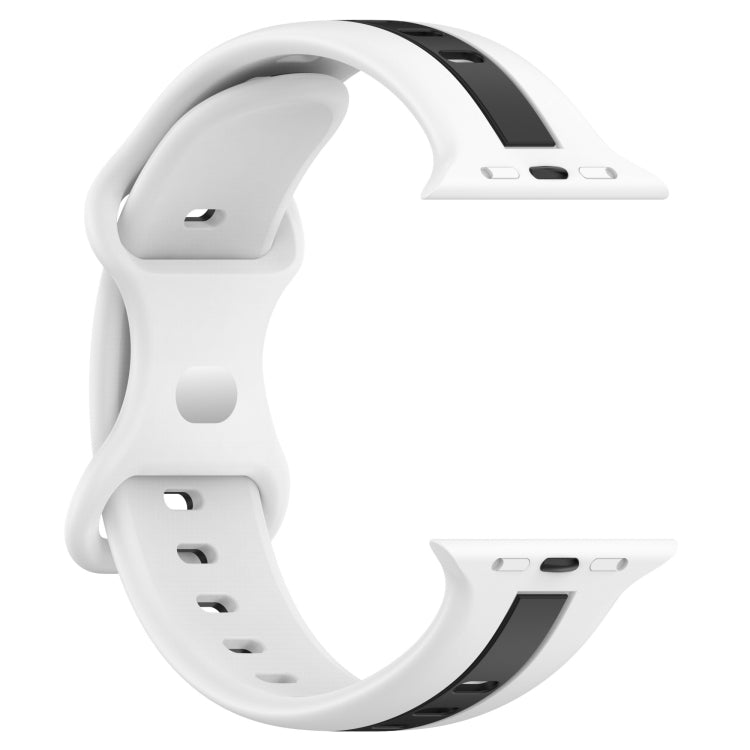 Nail Buckle Two-color Watch Band For Apple Watch Series 9&8&7 41mm / SE 3&SE 2&6&SE&5&4 40mm / 3&2&1 38mm(White Black) - Watch Bands by buy2fix | Online Shopping UK | buy2fix